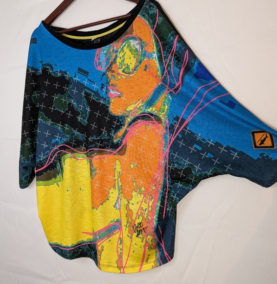 Volt Design Colore Ta Vie Sz 4 Colorful Art To Wear Shirt Top XL Abstract Artsy - Picture 2 of 15